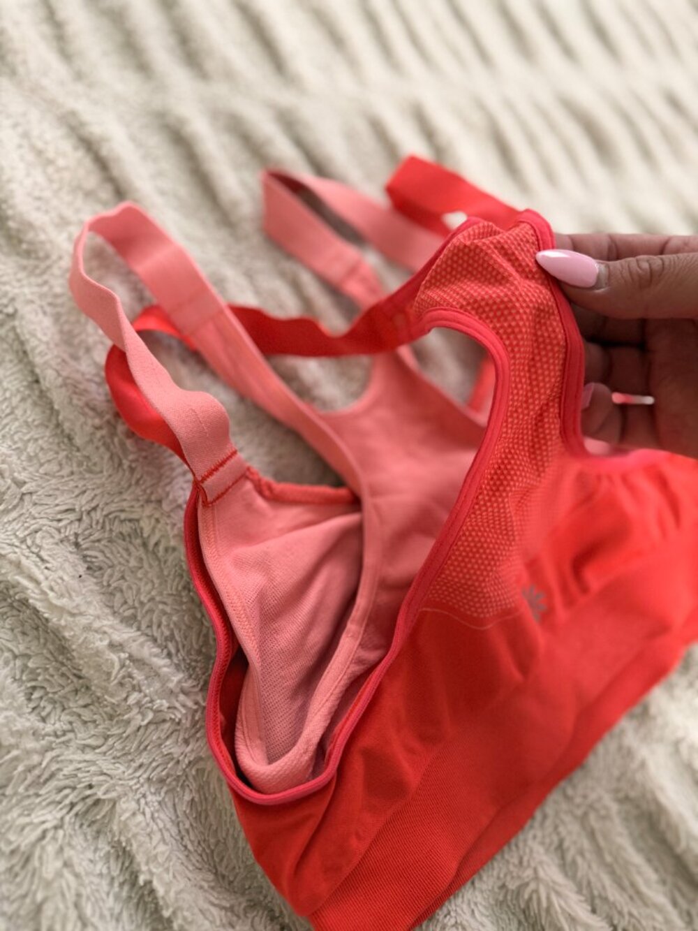 Athleta Coral Pink Racerback Sports Bra Size XS - Picture 4 of 6